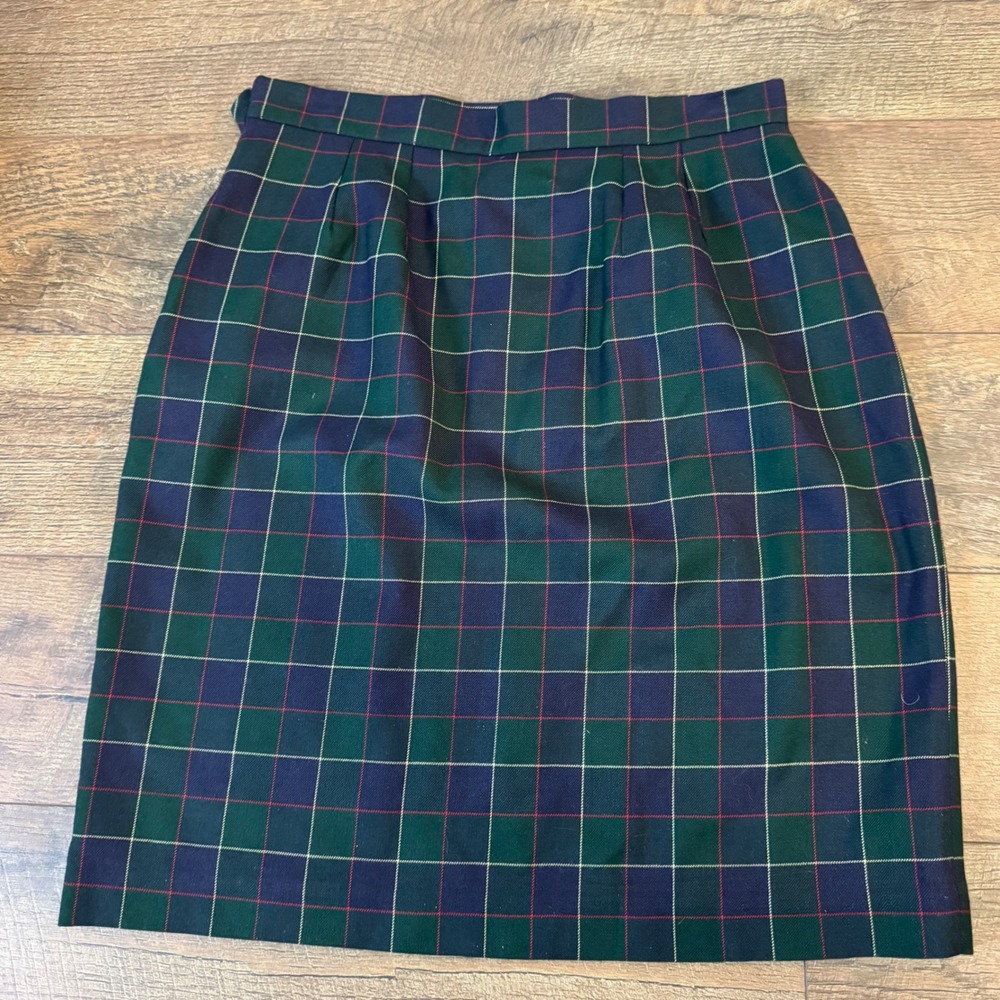 Vintage 90s Plaid Pencil Skirt Size 14 Wool Talbots